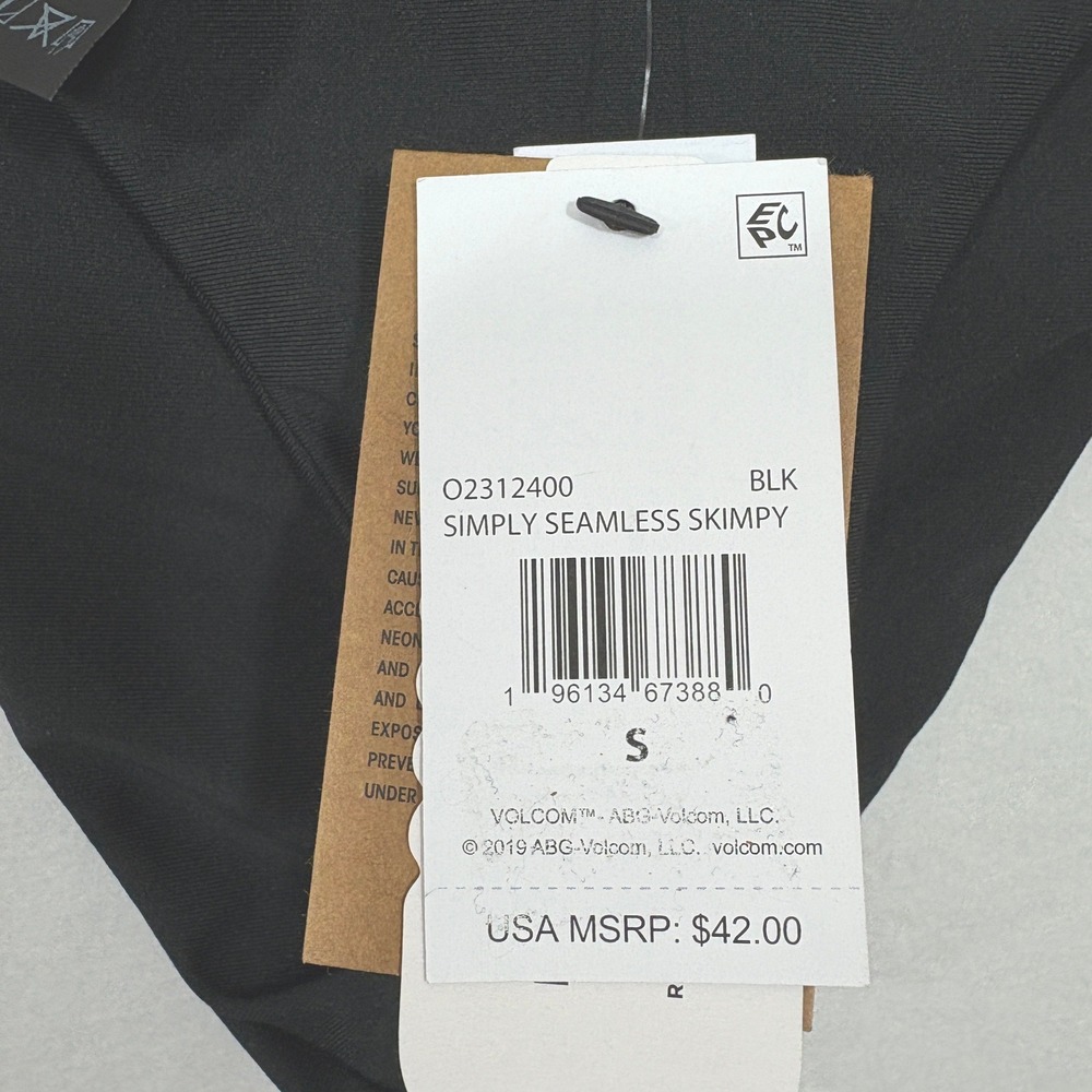 Volcom Simply Seamless Skimpy Bikini Bottoms Black Womens S NWT - Picture 2 of 5